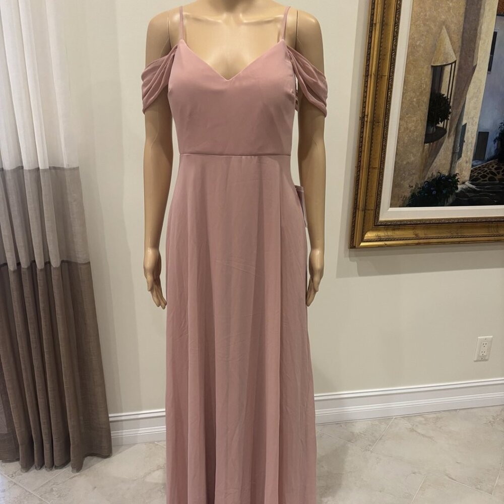 Birdy Grey Blush Pink Off-Shoulder Maxi Dress Size M (NWT)